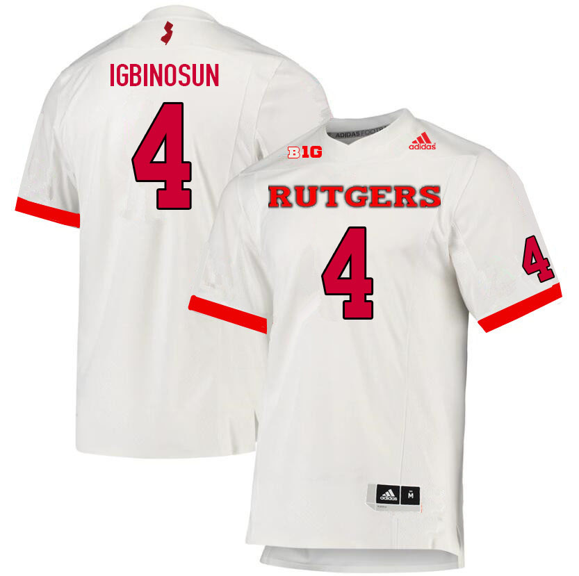 Men #4 Desmond Igbinosun Rutgers Scarlet Knights College Football Jerseys Sale-White